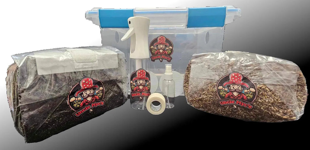 Uncle Myc's Ez Start Monotub Kit. Culinary mushroom spores not included or offered from GLGW.